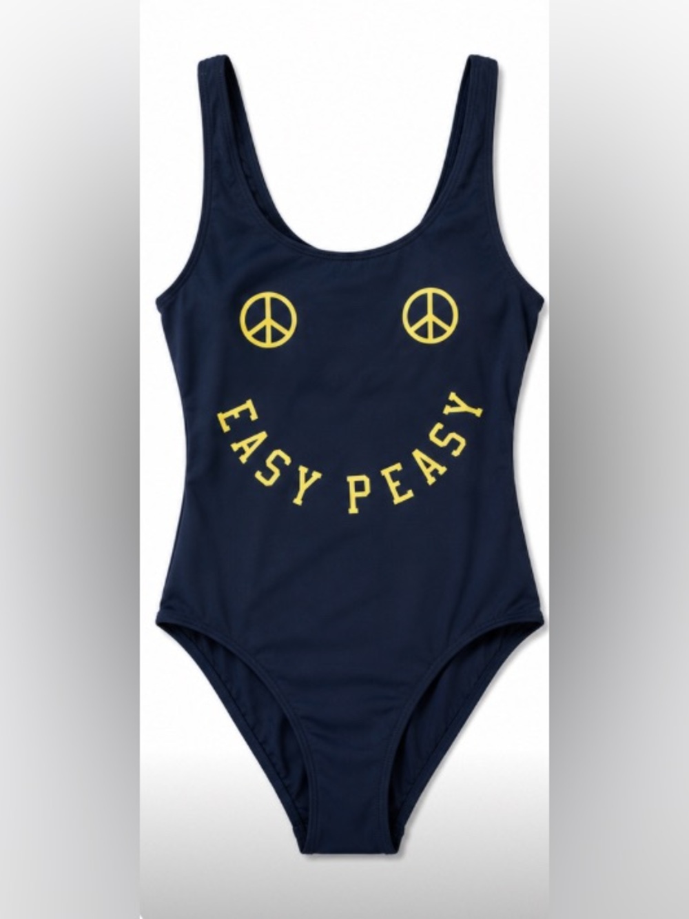 Large Ganni Navy Scoop Neck One-Piece